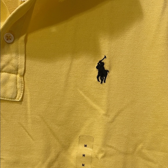 Polo by Ralph Lauren Men's Bright Yellow Polo Shirt. Featherweight Mesh - Picture 3 of 5